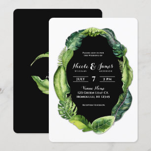 Convite Folhas Tropicais Verde Classe Chic Casamento