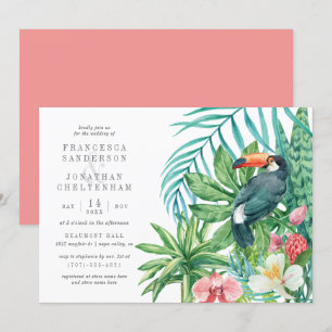 Convite Folhas Turianas e Tropicais   Casamento de Verão M