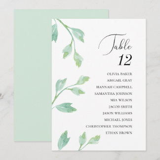 Convite Folhas turquesa elegantes.Gráficos de assentos de 