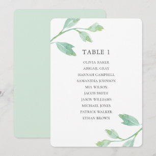 Convite Folhas turquesa em aquarela. Gráfico de assentos p
