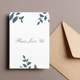 Convite Folhas Verde-Azul e Bagas Leves Dobradas
