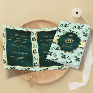 Convite Folhas Verde Esmeralda e Rosas de Hortelã Casament