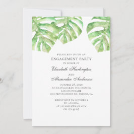 Convite Folhas verdes exóticas. Festa de noivado tropical