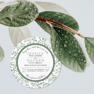 Convite Folhas verdes folha padrão moderno casamento flora