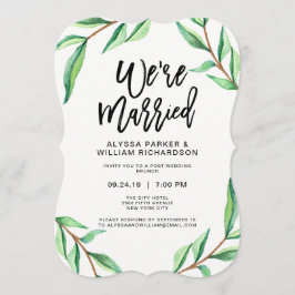 Convite Folhas Verdes Minimalistas em Branco | Casados