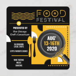 Convite Folheto contemporâneo do festival de comidas