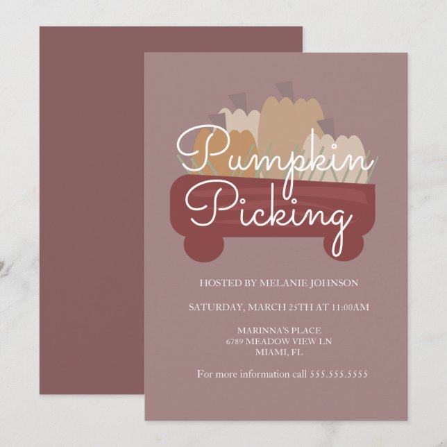 Convite Folheto de Abóbora do Pomar de Abóboras (Frente/Verso)