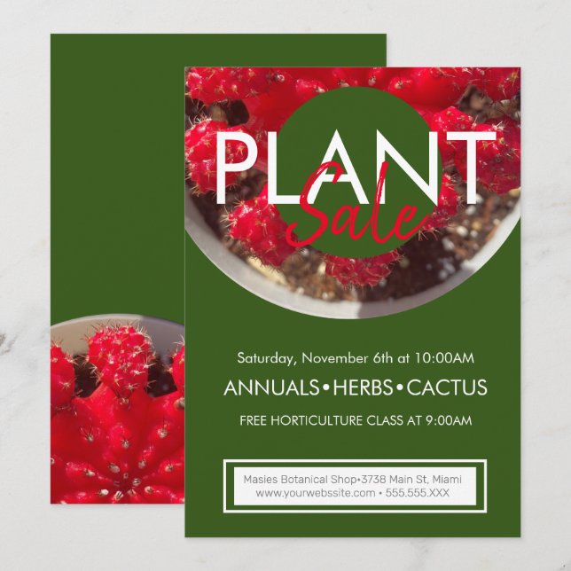 Convite Folheto de Eventos do Promocional Cactus para Vend (Frente/Verso)