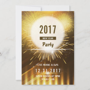 Convite Folheto de Festa de Ano Novo Placa Eve NYE 2017