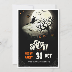 Convite Folheto de Festa Noite de Halloween Spooky