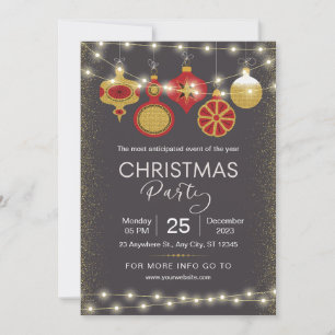 Convite Folheto de Natal preto e Dourado