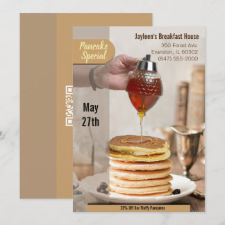 Convite folheto de venda de pancake house