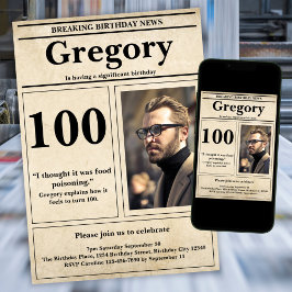 Convite Folheto Engraçado Personalizado - Jornal Retroativ