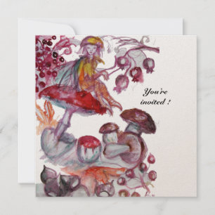 Convite FOLHETO MÁGICO DE COGUMELOS Fantasia Floral Vermel