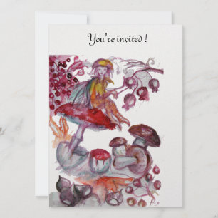 Convite FOLHETO MÁGICO DE COGUMELOS Fantasia Floral Vermel