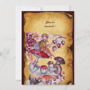 Convite FOLHETO MÁGICO DE COGUMELOS pergaminho