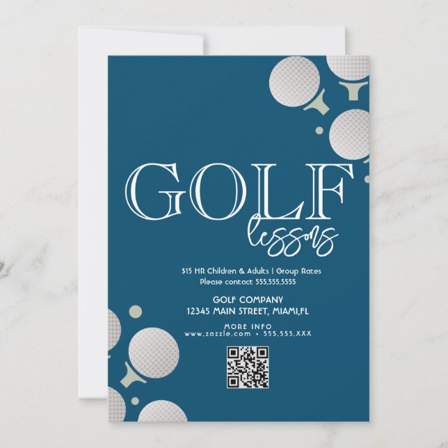 Convite Folhetos de Aulas de Golfe para Adultos e Crianças (Frente)