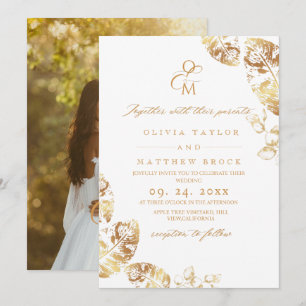 Convite Folhetos de Boho Autumn   Casamento Botânico