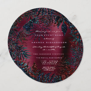 Convite Folhetos De Fern Tropicais Incriminados Burgundy G