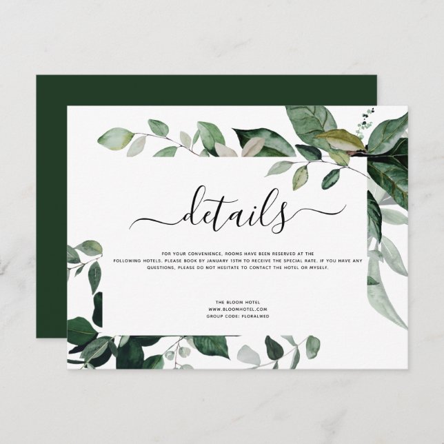 Convite Foliage Foliage Botânica Watercolor Wedding Invi (Frente/Verso)