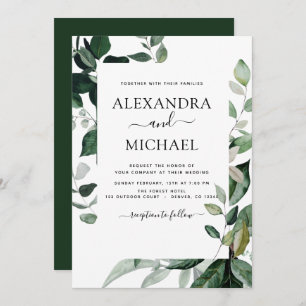 Convite Foliage Foliage Botânica Watercolor Wedding Invi