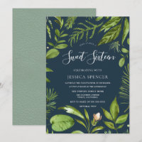Foliage Greens Modern Nature Sweet 16 Party Convid