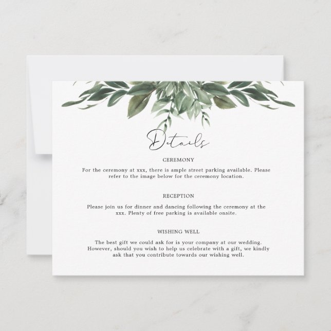 Convite Foliage Leaf Details Enclosure Card (Frente)