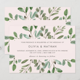 Convite Foliage Minimalista - Cor-de-rosa | Casamento