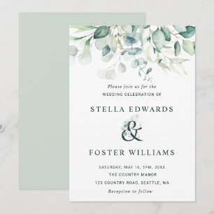 Convite Foliage Verde Ampersand Wedding Elegante