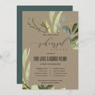 CONVITE FOLIAGEM VERDE FOLIAGEM ÁGUA COR REHEARSAL JANTADA
