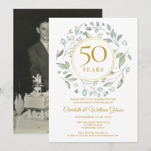 Convite Foliarelva Dourado 50 Aniversário Foto
