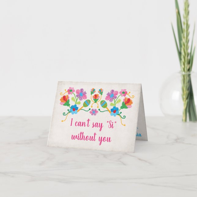 Convite Folk Art Mexcian Fiesta will you be my bridesmaid (Frente)