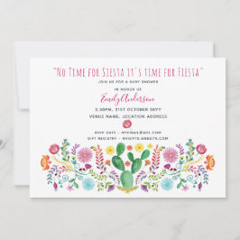 Convite Folk Fiesta Chá de fraldas Invite Cactos de Aquare
