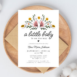 Convite Folk Flowers Baby On Way Boho Chá de fraldas
