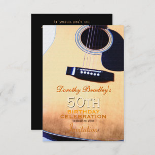 Convite Folk Guitar 50th Birthday Celebration Custom Inv