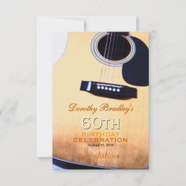 Convite Folk Guitar 60th Birthday Celebration Custom Inv