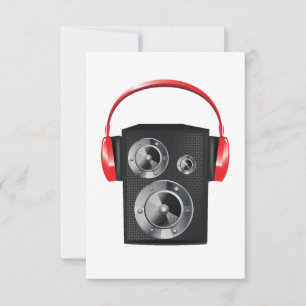 Convite Fones de Ouvido Vermelhos Gráfico de Música Áudio