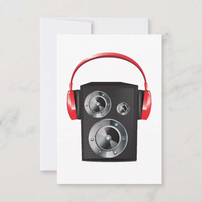 Convite Fones de Ouvido Vermelhos Gráfico de Música Áudio (Frente)