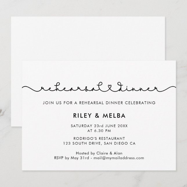 Convite Fonte de coração conectado fofo para jantar de ens (Frente/Verso)