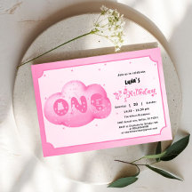 Fonte de Gato Fofo Nuvem Rosa Aquarela 1º Aniversá