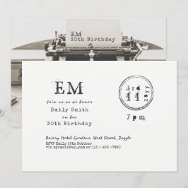 Convite Fonte de Máquina de Escrever Aniversário (QUALQUER