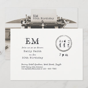 Convite Fonte de Máquina de Escrever Aniversário (QUALQUER