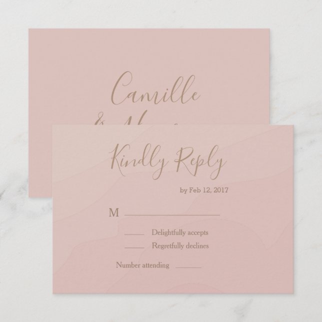 Convite Fonte manuscrita elegante com resposta RSVP em aqu (Frente/Verso)
