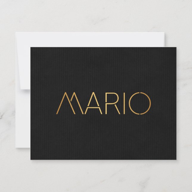 Convite Fonte personalizada de lápis Mario Preto Dourado (Verso)