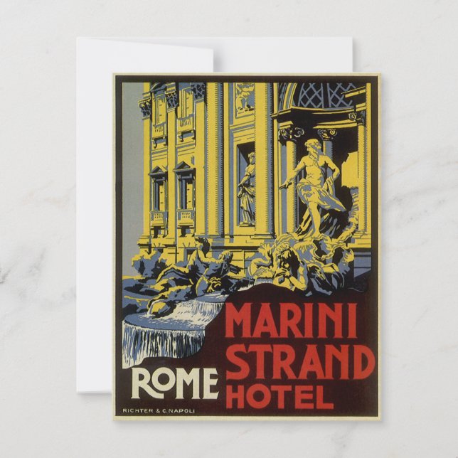 Convite Fonte Vintage Trevi, Hotel Marini Strand, Roma (Frente)