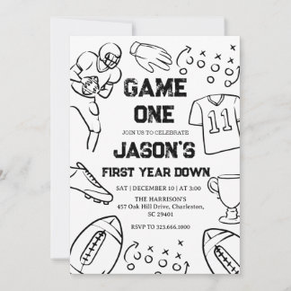 Convite Football 1st Birthday American Sports Game On