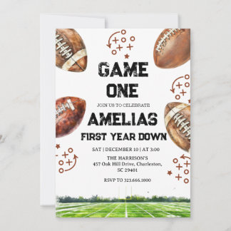 Convite Football 1st Birthday American Sports Game On