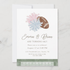 Convite Football and Cheer Siblings Joint Birthday