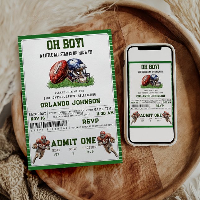 Convite Football Baby Shower | A Little All Star Is On His (Criador carregado)