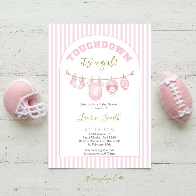 Convite Football Baby Shower Girl (Criador carregado)
